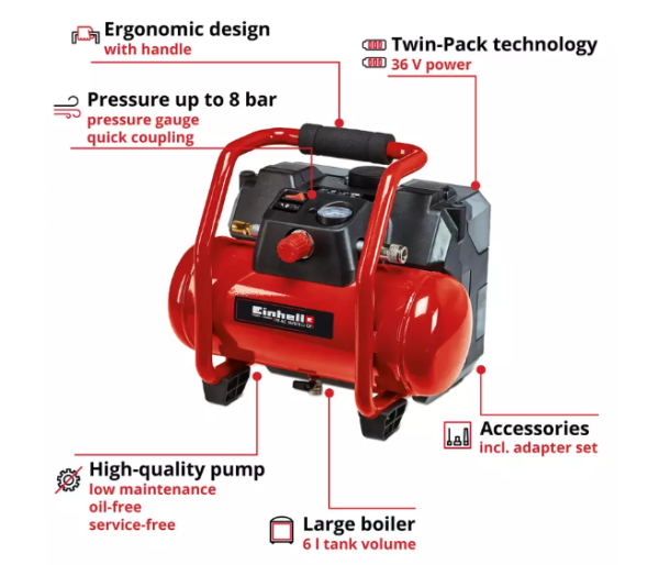AIR COMPRESSOR 6L 8BAR 36V - Image 2